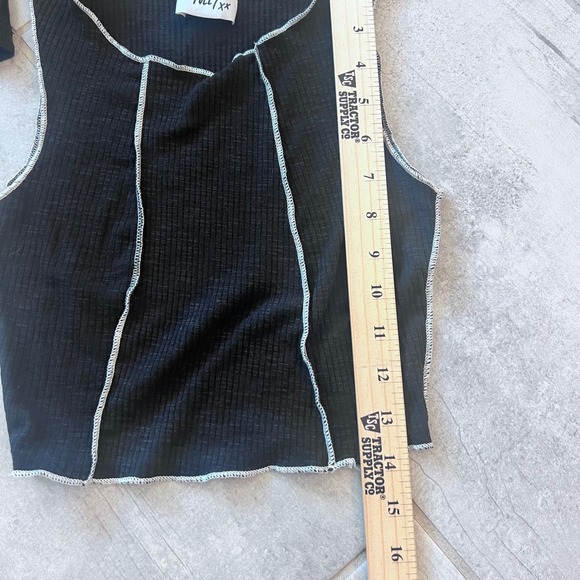 Princess Polly Black Ribbed Crop Top Sleeveless Tank Top Two Pack Women's - Picture 4 of 8